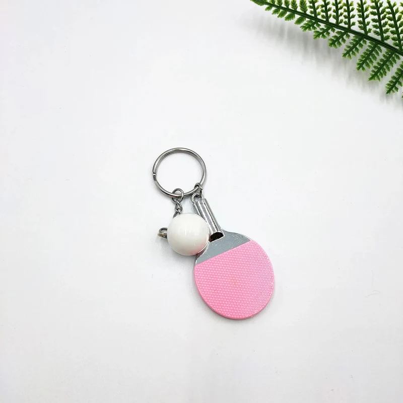 7 Farben niedliche Ping-Pong-Schläger-Anhänger, Souvenir, Tischtennisball, Schlüsselanhänger, Ballsport-Fans, Schlüsselanhänger, Geschenk, Ornament, Zubehör