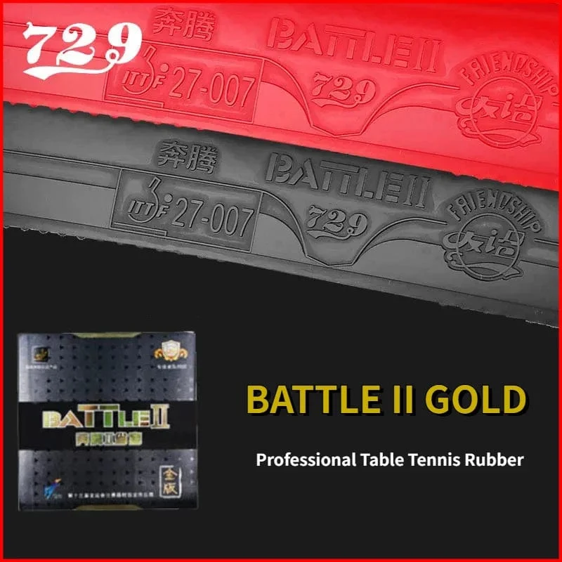 729 Friendship Battle 2 Gold Tischtennis-Belag, klebriger, professioneller Ping-Pong-Belag mit Noppen für Fortgeschrittene und Fortgeschrittene