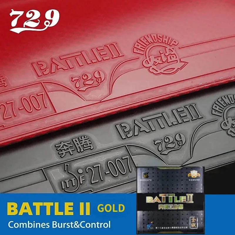 729 Friendship Battle 2 Gold Tischtennis-Belag, klebriger, professioneller Ping-Pong-Belag mit Noppen für Fortgeschrittene und Fortgeschrittene