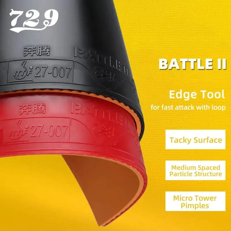 729 Friendship Battle 2 Gold Tischtennis-Belag, klebriger, professioneller Ping-Pong-Belag mit Noppen für Fortgeschrittene und Fortgeschrittene