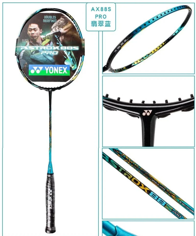 Yonex Badmintonschläger AX99 Pro Weiß AX88D Pro Gold AX88S Pro Blau Carbonfaser Offensiv-Profischläger mit Linie 4U