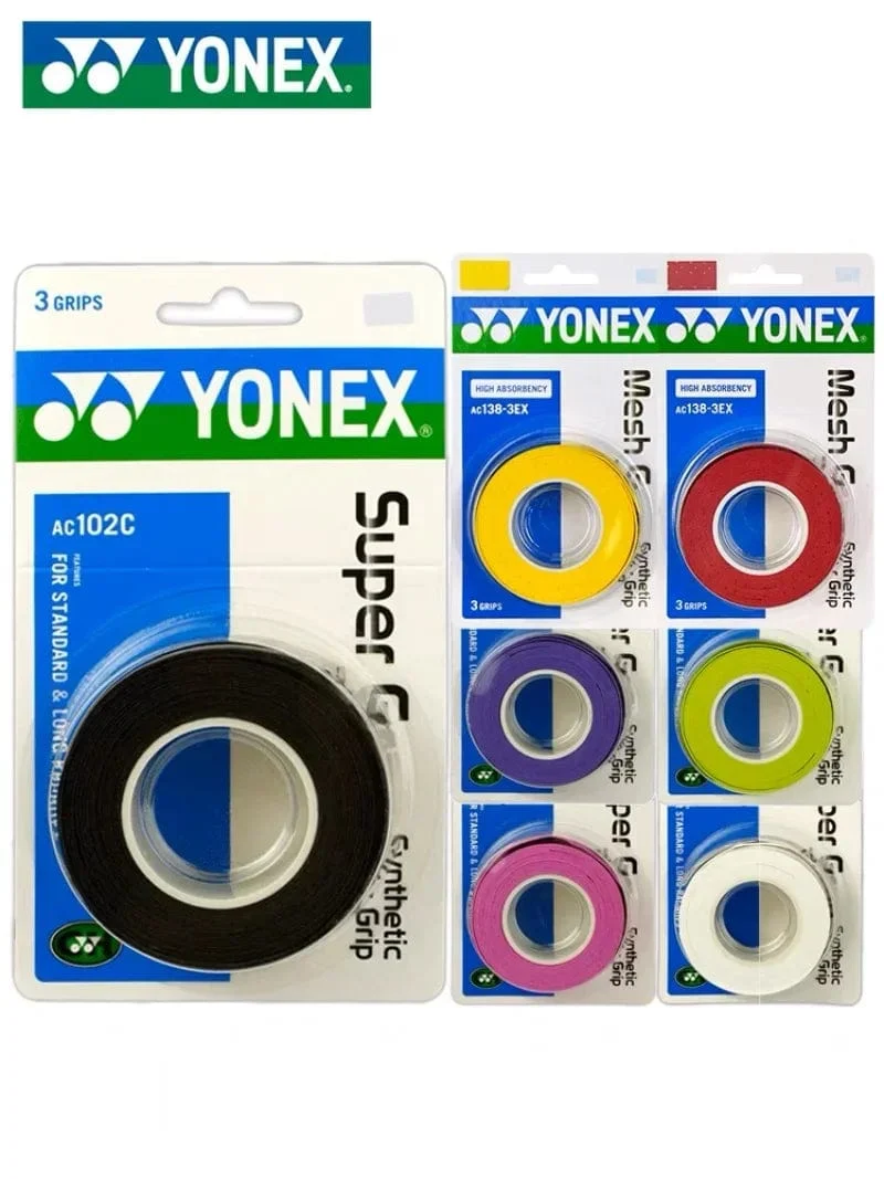 YONEX 3 Griffe/Packung Tuch AC102 AC102EX 102C Handkleber Tennis Badmintonschläger Professionelle Anti-Rutsch-Schläger Padel Sticky Grip