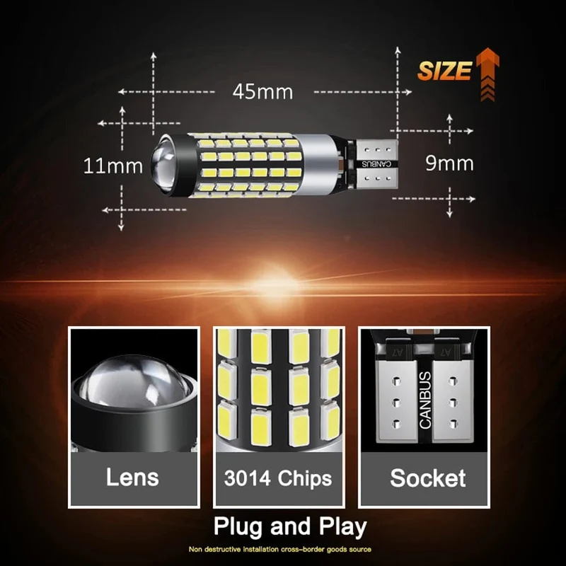 JIACHI 2 STÜCKE T10 LED Lampe Für Auto W5W CANBUS 194 168 5W5 501 Auto-Clearance Parkplatz Lichter 78 Chips Highlight Cool White DC12V-24V