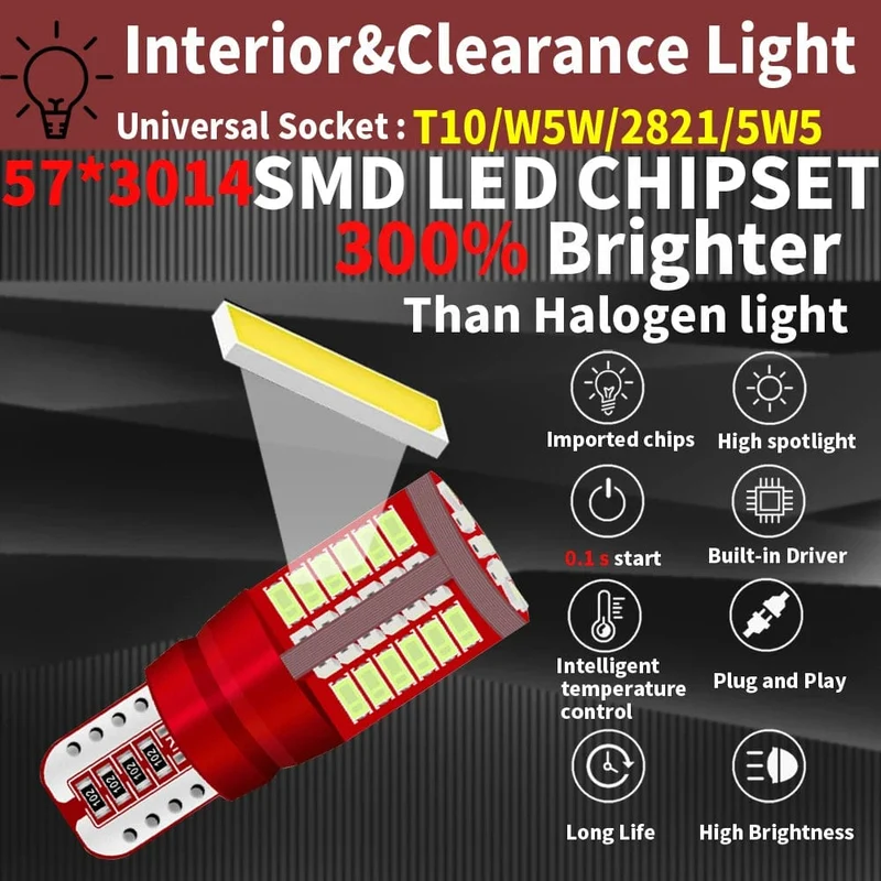 2 stücke T10 W5W Auto Innen Lesen Dome Licht Seite Marker Lampe 168 194 LED Auto Keil Parkplatz Birne Für Golf 7 4 6 Mk7 5 Gti Mk5 3