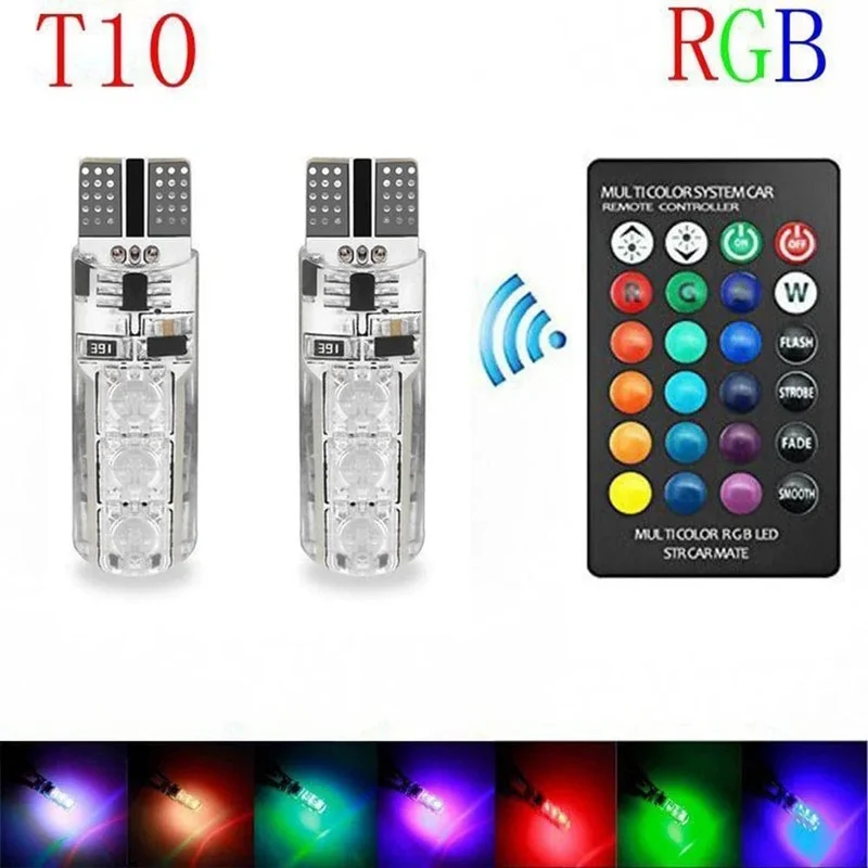 2 Stücke T10 5050 LED Auto Breite Licht Auto Dome Lesen Dekorative Lampe 6SMD RGB Farbe Fernbedienung Strobe Stimmungslicht