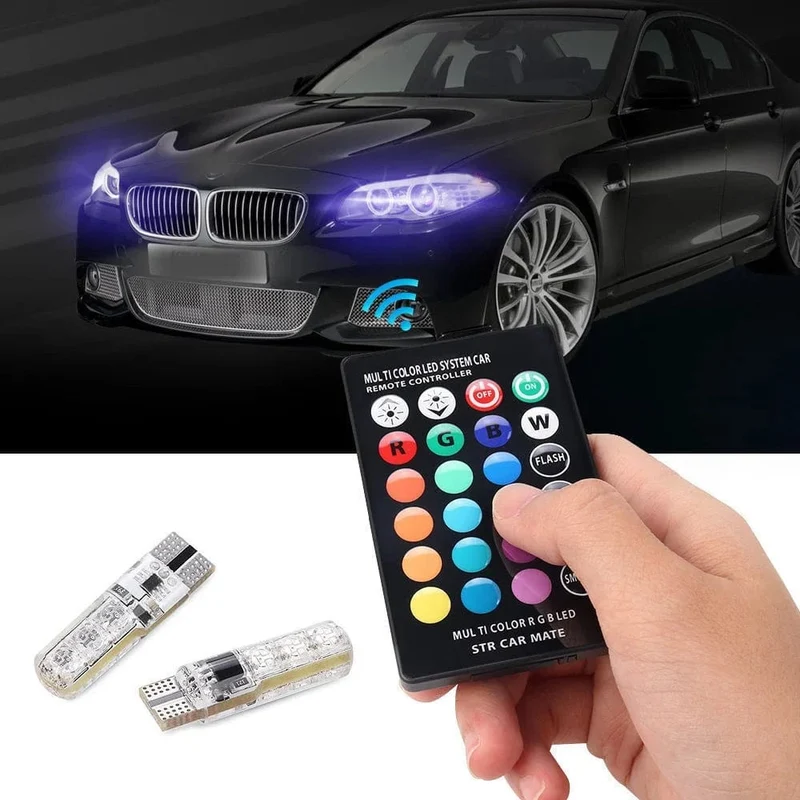 2 Stücke T10 5050 LED Auto Breite Licht Auto Dome Lesen Dekorative Lampe 6SMD RGB Farbe Fernbedienung Strobe Stimmungslicht