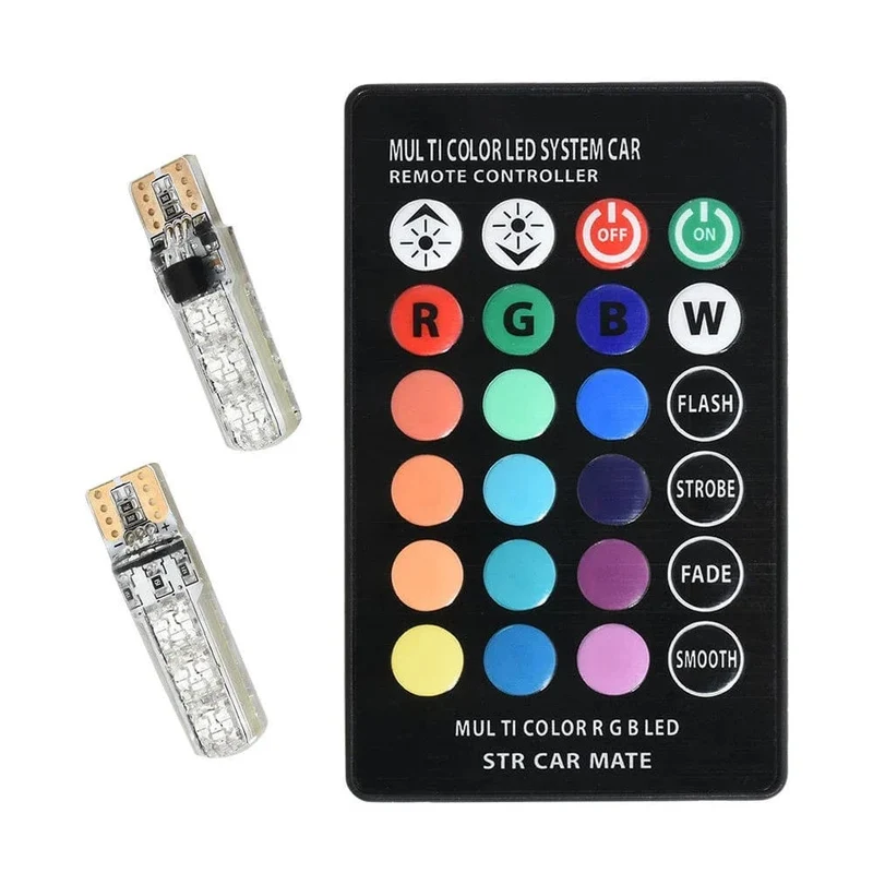 2 Stücke T10 5050 LED Auto Breite Licht Auto Dome Lesen Dekorative Lampe 6SMD RGB Farbe Fernbedienung Strobe Stimmungslicht