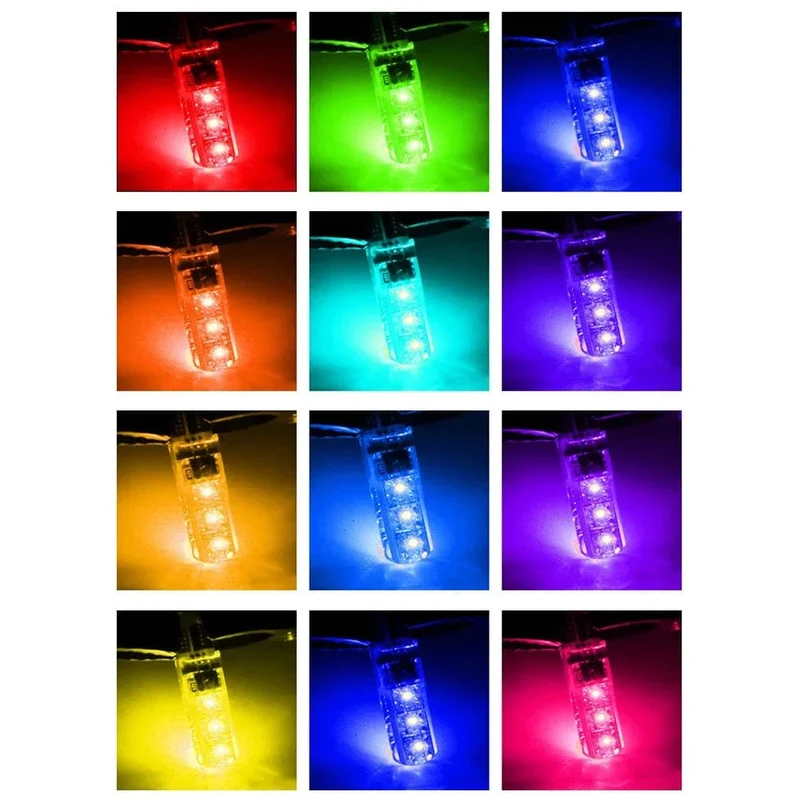 2 Stücke T10 5050 LED Auto Breite Licht Auto Dome Lesen Dekorative Lampe 6SMD RGB Farbe Fernbedienung Strobe Stimmungslicht