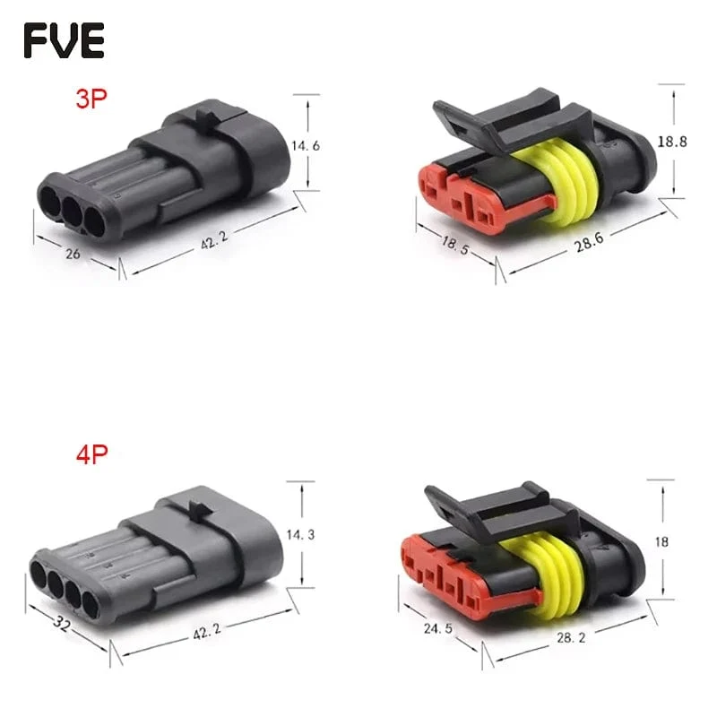 2-poliger wasserdichter Kfz-Elektrikstecker Stecker mit Kabel Männlich Weiblich Stecker 1/2/3/4/5/6 Pin für Auto Motorrad