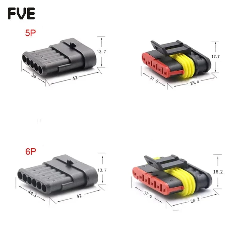 2-poliger wasserdichter Kfz-Elektrikstecker Stecker mit Kabel Männlich Weiblich Stecker 1/2/3/4/5/6 Pin für Auto Motorrad