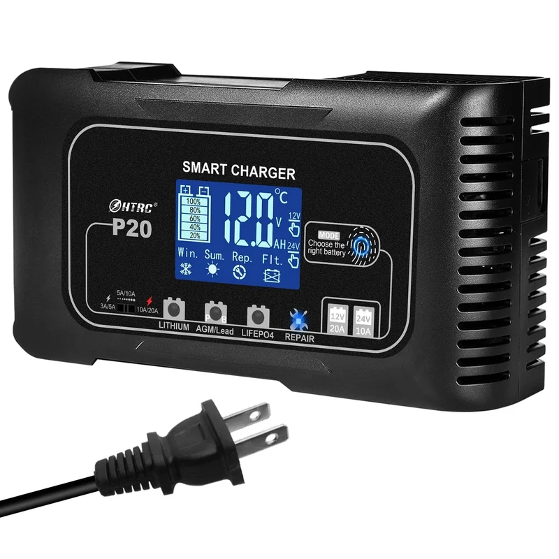 HTRC 20A 12V-24V Smart Batterie Ladegerät für Motorrad Auto Batterie Reparatur Auto Moto Blei Säure AGM GEL PB Lithium-LiFePo4 Batteri