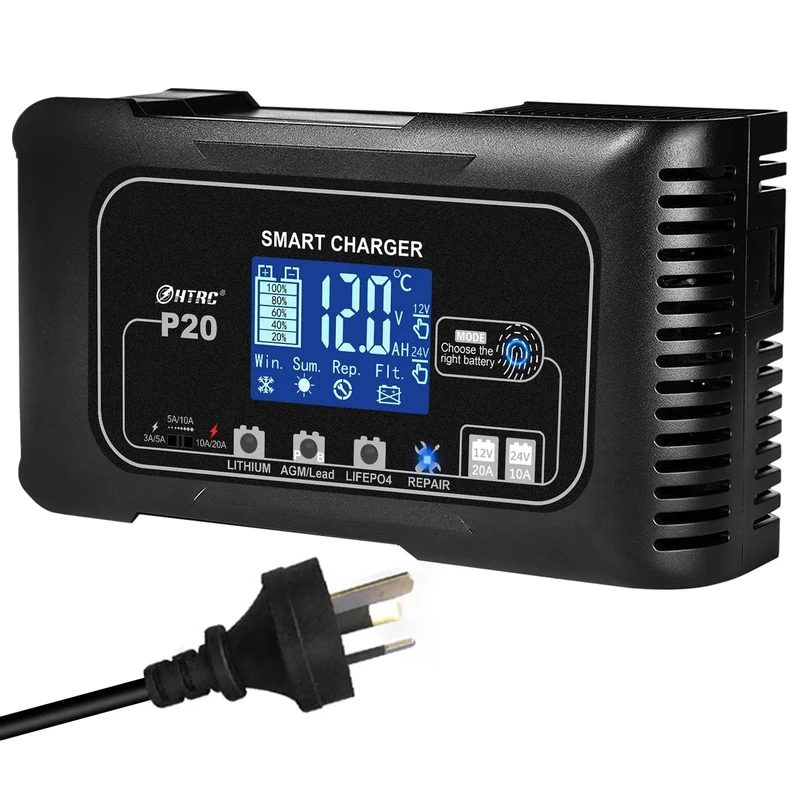 HTRC 20A 12V-24V Smart Batterie Ladegerät für Motorrad Auto Batterie Reparatur Auto Moto Blei Säure AGM GEL PB Lithium-LiFePo4 Batteri