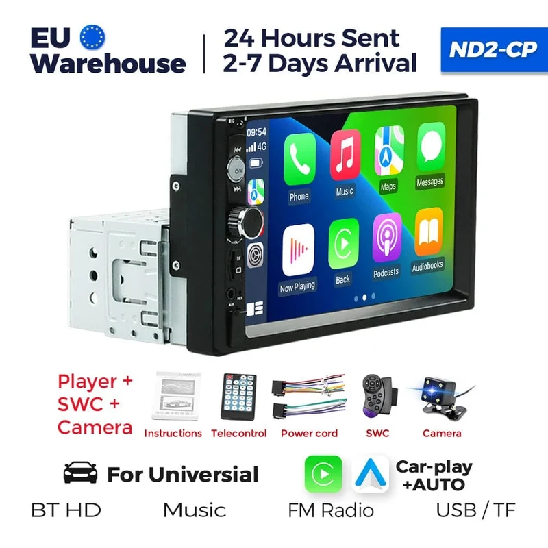 Navifly ND2 Universal 1Din Autoradio Stereo 7 Zoll HD Touchscreen Multimedia Player BT Autoaudio FM Empfänger Spiegel Link Monitor