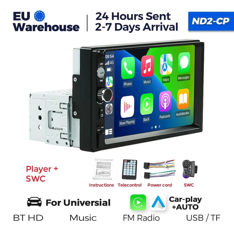 Navifly ND2 Universal 1Din Autoradio Stereo 7 Zoll HD Touchscreen Multimedia Player BT Autoaudio FM Empfänger Spiegel Link Monitor
