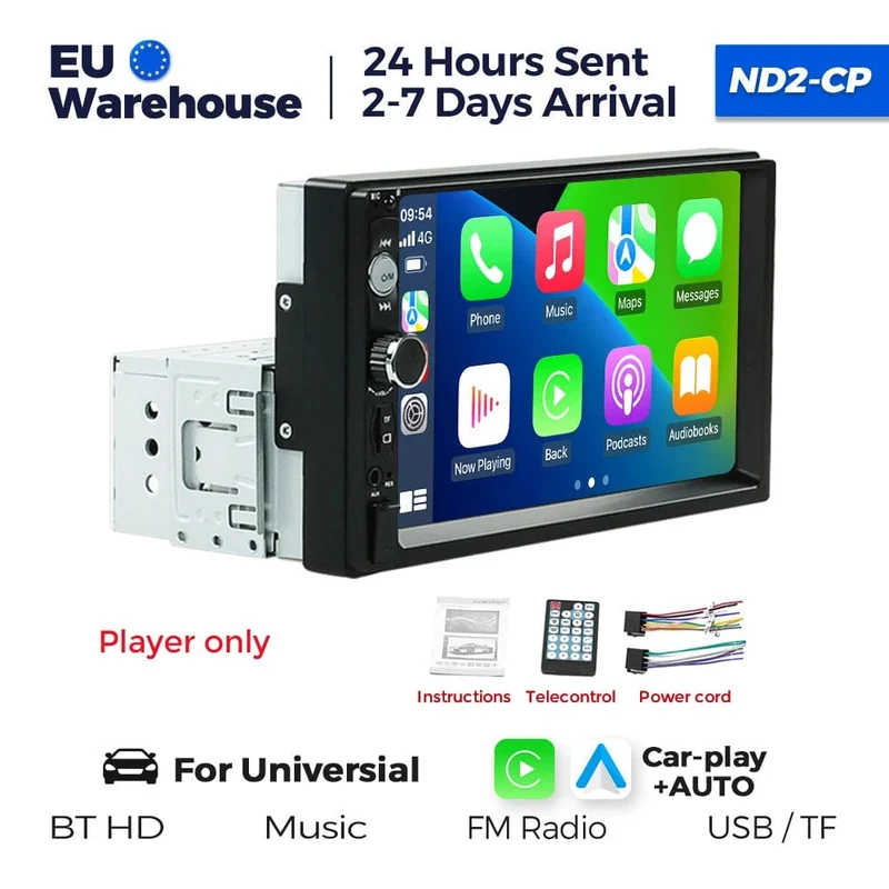 Navifly ND2 Universal 1Din Autoradio Stereo 7 Zoll HD Touchscreen Multimedia Player BT Autoaudio FM Empfänger Spiegel Link Monitor