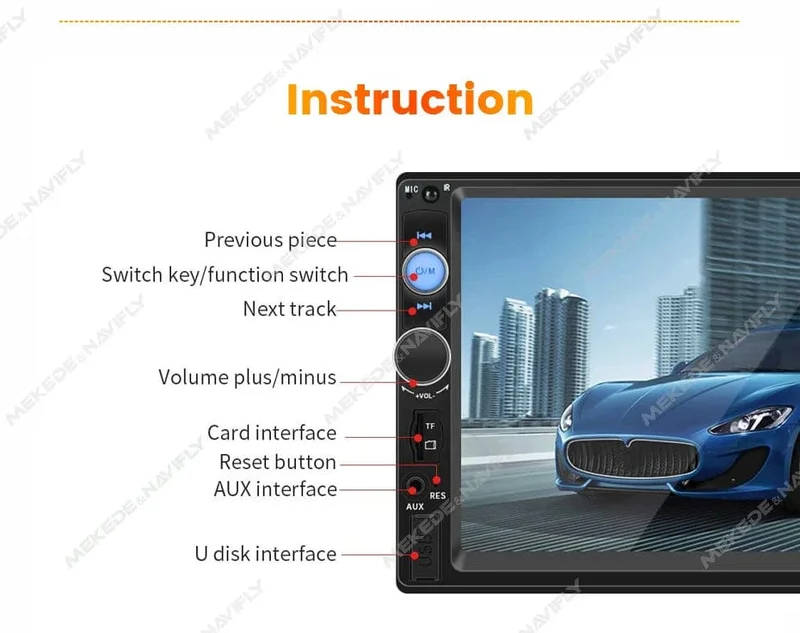 Navifly ND2 Universal 1Din Autoradio Stereo 7 Zoll HD Touchscreen Multimedia Player BT Autoaudio FM Empfänger Spiegel Link Monitor