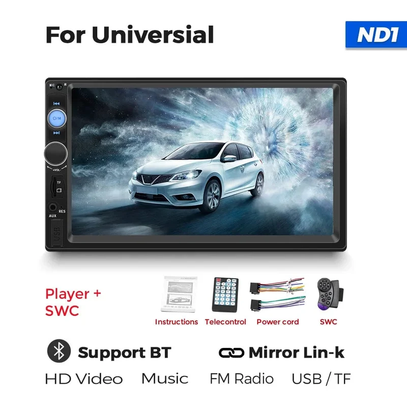7 Zoll HD Touchscreen Intelligentes System Auto Multimedia MP5 Player Für Universelle Unterstützung Rückfahrkamera SWC Spiegel Link AUX-In
