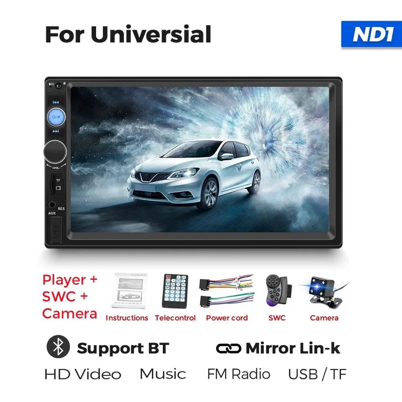 7 Zoll HD Touchscreen Intelligentes System Auto Multimedia MP5 Player Für Universelle Unterstützung Rückfahrkamera SWC Spiegel Link AUX-In