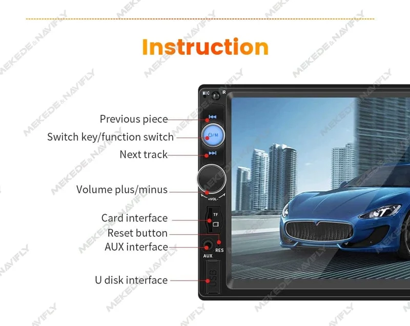 7 Zoll HD Touchscreen Intelligentes System Auto Multimedia MP5 Player Für Universelle Unterstützung Rückfahrkamera SWC Spiegel Link AUX-In