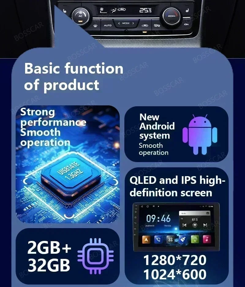 BOSSCAR 7 "9" 10 "Universal Auto Radio 2Din Android Carplay Touchscreen MP5 MP4 Multimedia Video Player Drahtlose GPS FM Autoradio