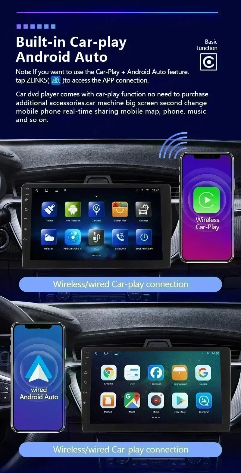 BOSSCAR 7 "9" 10 "Universal Auto Radio 2Din Android Carplay Touchscreen MP5 MP4 Multimedia Video Player Drahtlose GPS FM Autoradio