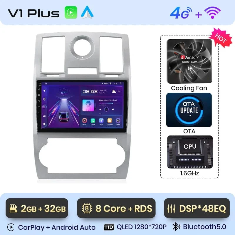Junsun Autoradio für Chrysler 300C Aspen 2004–2008, kabelloses CarPlay, Android Auto, intelligente Autosysteme, keine 2 Din, 2 Din DVD