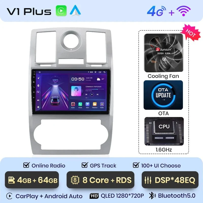 Junsun Autoradio für Chrysler 300C Aspen 2004–2008, kabelloses CarPlay, Android Auto, intelligente Autosysteme, keine 2 Din, 2 Din DVD
