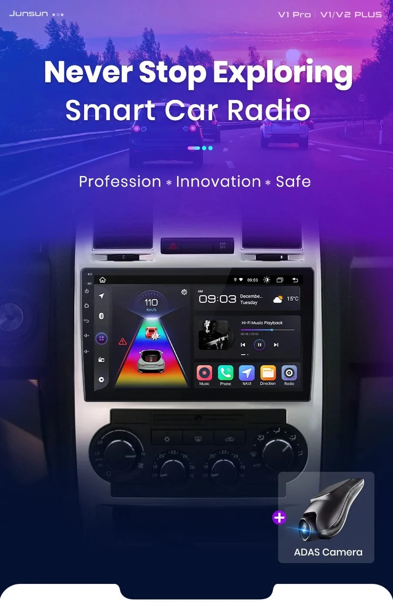 Junsun Autoradio für Chrysler 300C Aspen 2004–2008, kabelloses CarPlay, Android Auto, intelligente Autosysteme, keine 2 Din, 2 Din DVD