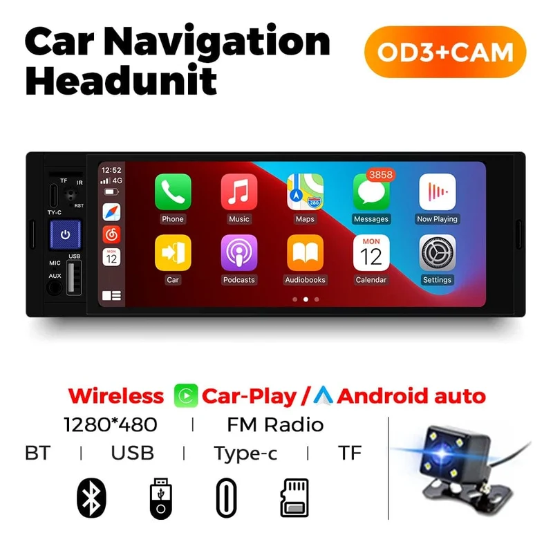 1DIN 6.86 Zoll MP5 Drahtloses CarPlay Auto Intelligentes System Multimedia-Player Universal FM Radio Stereo BT USB TF Autoradio