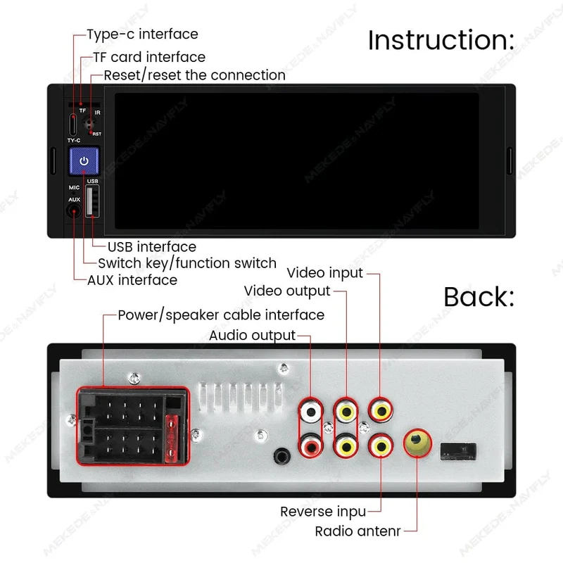 1DIN 6.86 Zoll MP5 Drahtloses CarPlay Auto Intelligentes System Multimedia-Player Universal FM Radio Stereo BT USB TF Autoradio