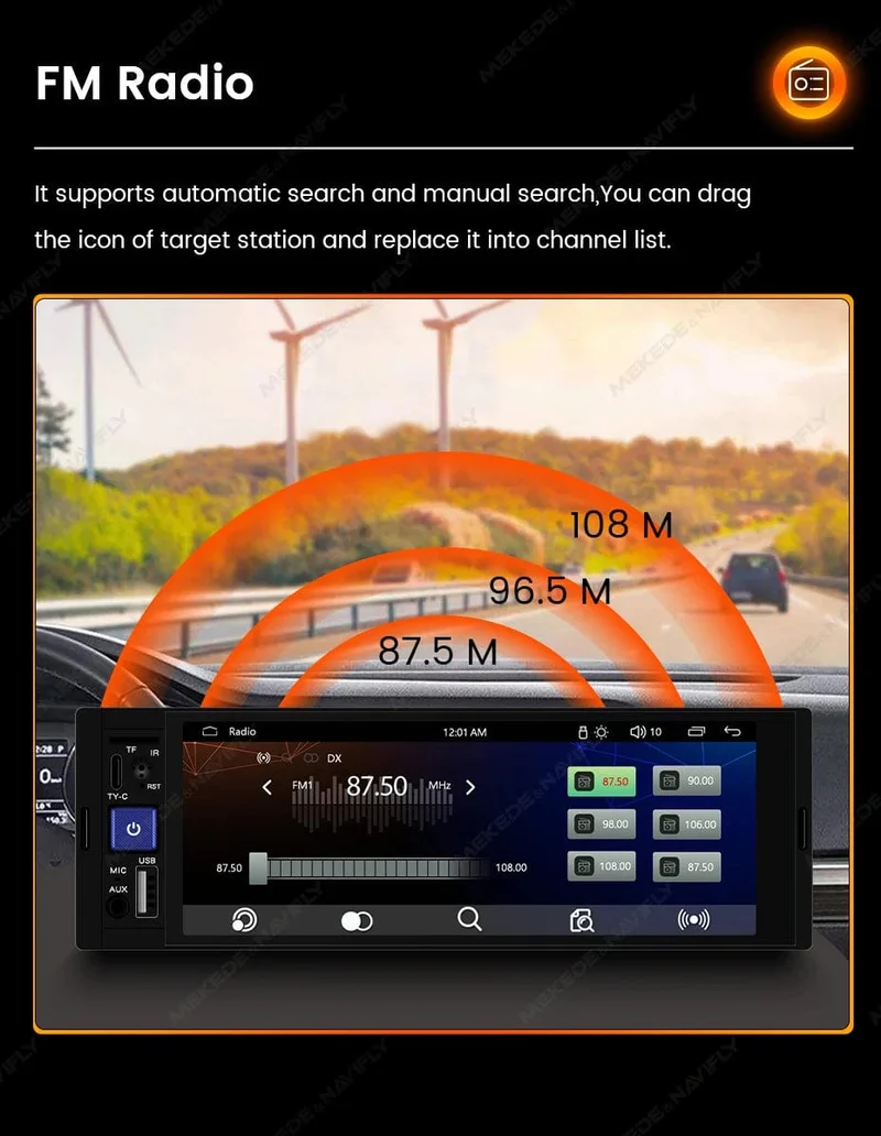 1DIN 6.86 Zoll MP5 Drahtloses CarPlay Auto Intelligentes System Multimedia-Player Universal FM Radio Stereo BT USB TF Autoradio