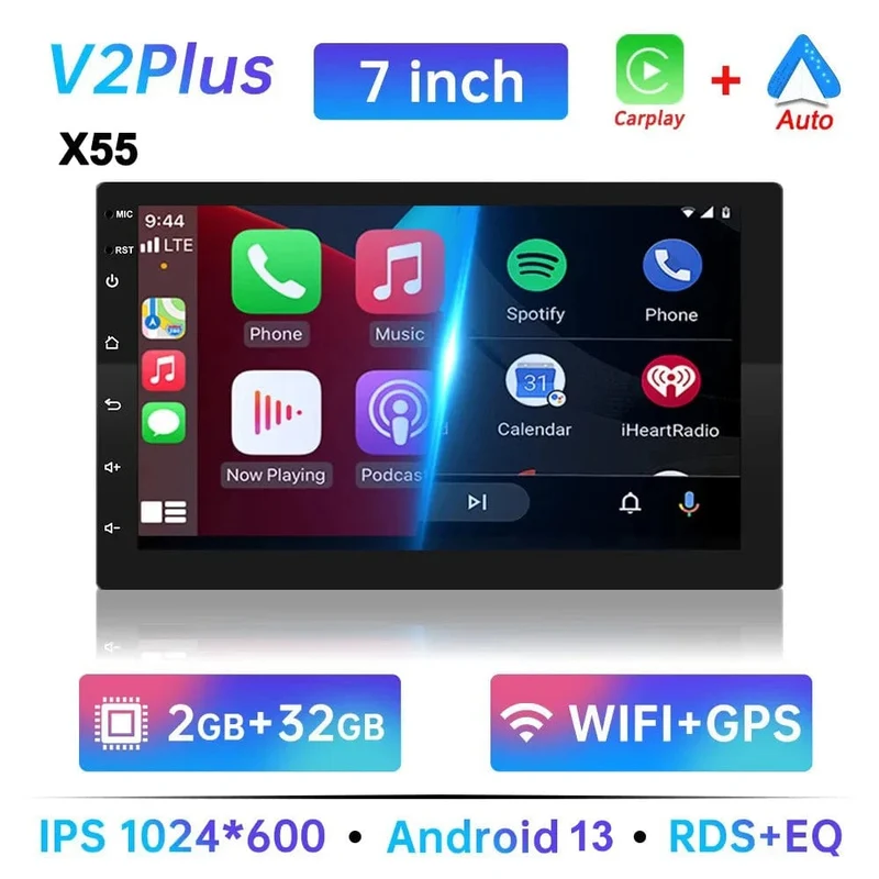 7 "/9"/10 "2 Din Autoradio Autobildschirm Android Auto Carplay Android 13 64G GPS Auto Audio WIFI BT IPS Automotive Multimedia Player