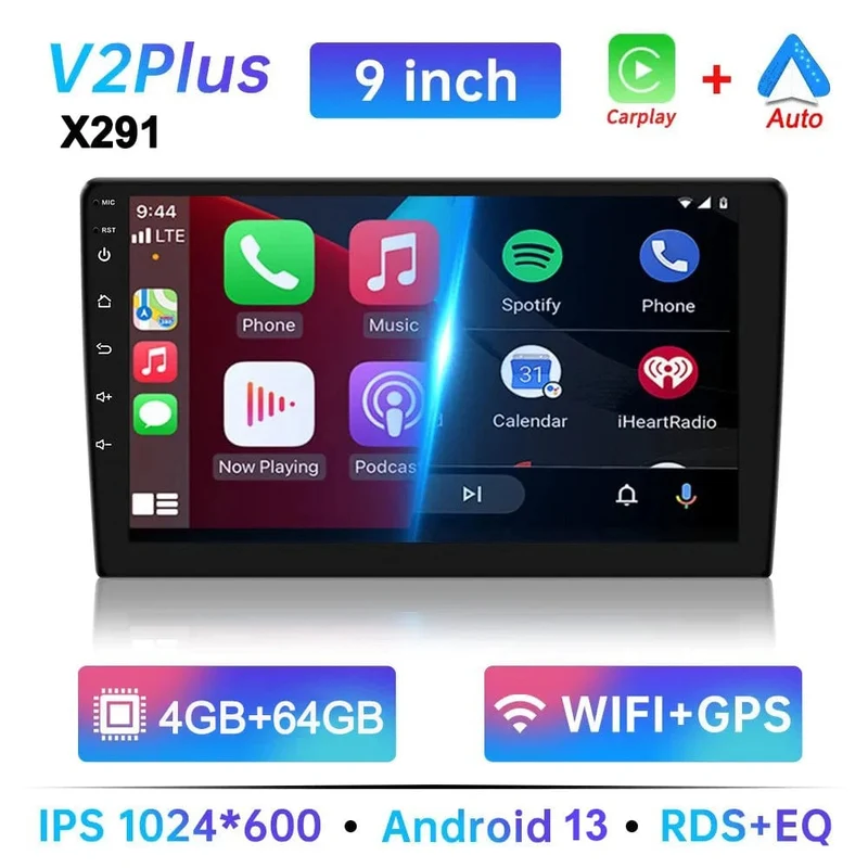 7 "/9"/10 "2 Din Autoradio Autobildschirm Android Auto Carplay Android 13 64G GPS Auto Audio WIFI BT IPS Automotive Multimedia Player