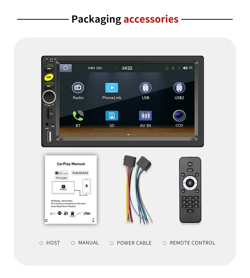 7 "/9"/10 "2 Din Autoradio Autobildschirm Android Auto Carplay Android 13 64G GPS Auto Audio WIFI BT IPS Automotive Multimedia Player