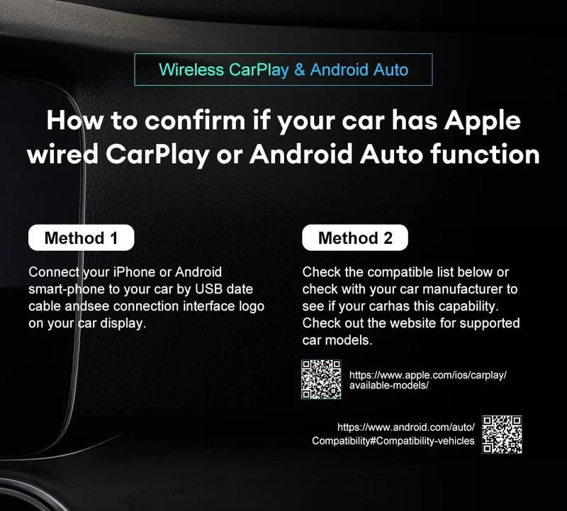 2-in-1-Kabelloses Carplay und Android Auto AI-Box, verkabelt mit kabellosem Carpay-Mini-Adapter Bluetooth für Autoradio mit kabelgebundener Carplay-Box