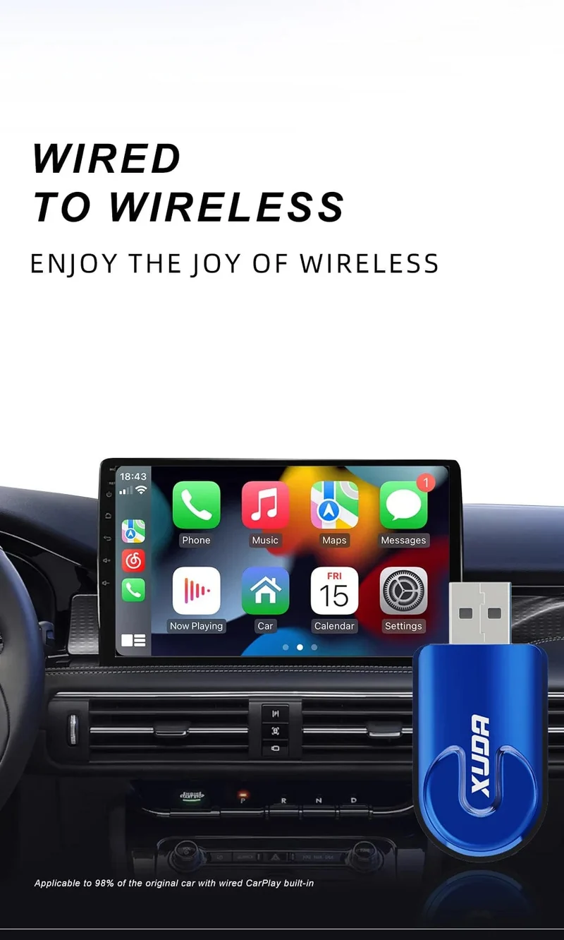 2-in-1-Kabelloses Carplay und Android Auto AI-Box, verkabelt mit kabellosem Carpay-Mini-Adapter Bluetooth für Autoradio mit kabelgebundener Carplay-Box