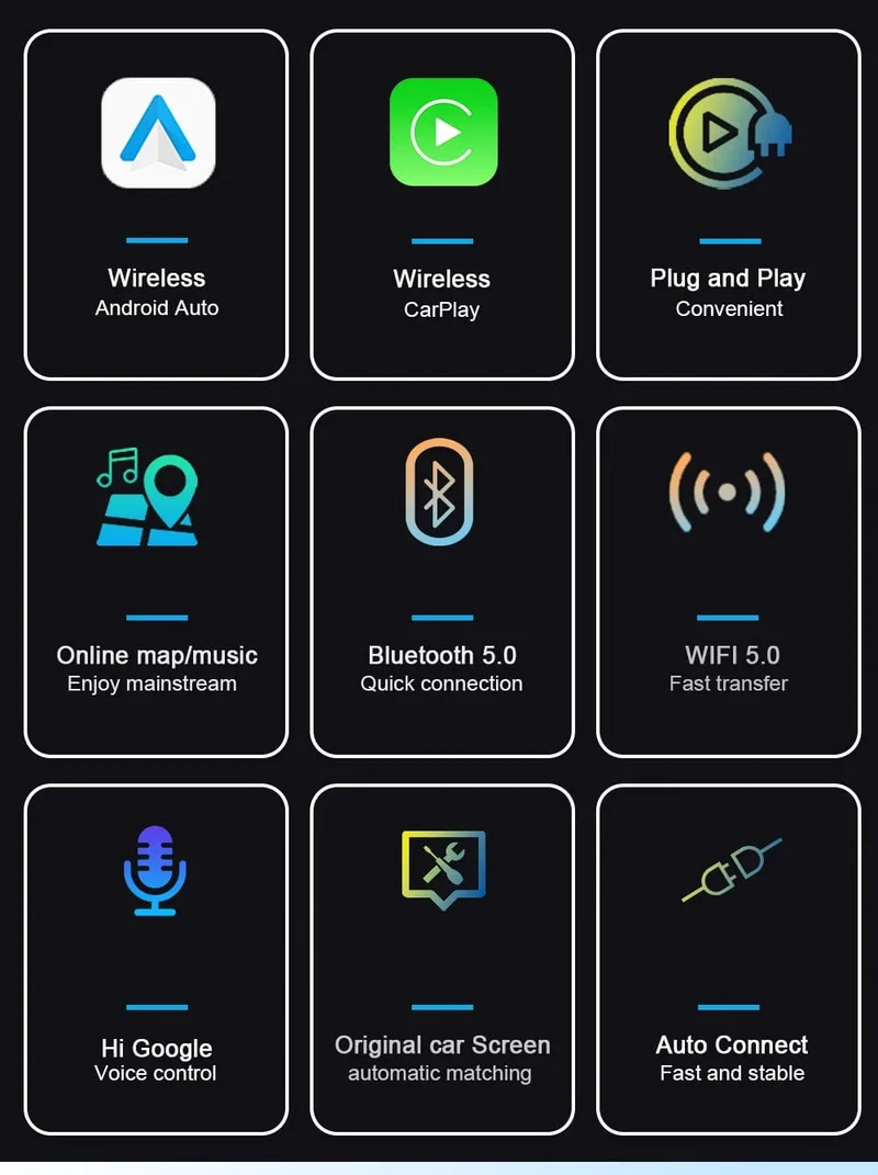 2-in-1-Kabelloses Carplay und Android Auto AI-Box, verkabelt mit kabellosem Carpay-Mini-Adapter Bluetooth für Autoradio mit kabelgebundener Carplay-Box