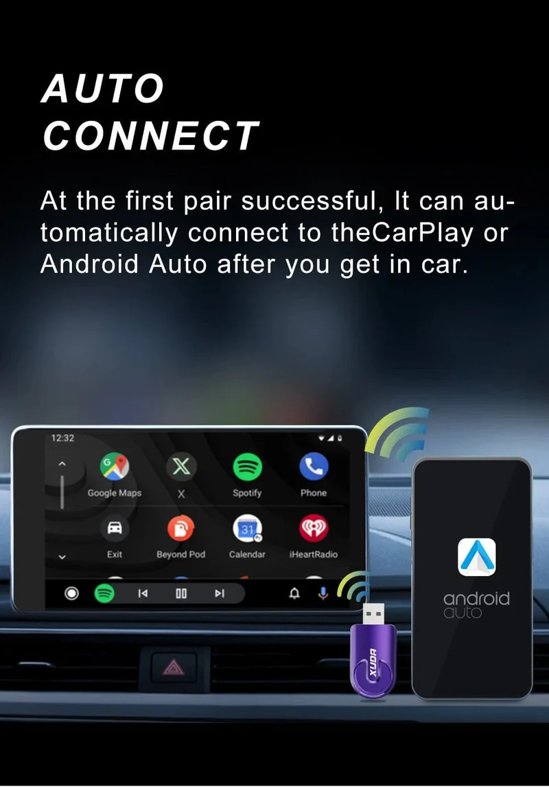 2-in-1-Kabelloses Carplay und Android Auto AI-Box, verkabelt mit kabellosem Carpay-Mini-Adapter Bluetooth für Autoradio mit kabelgebundener Carplay-Box