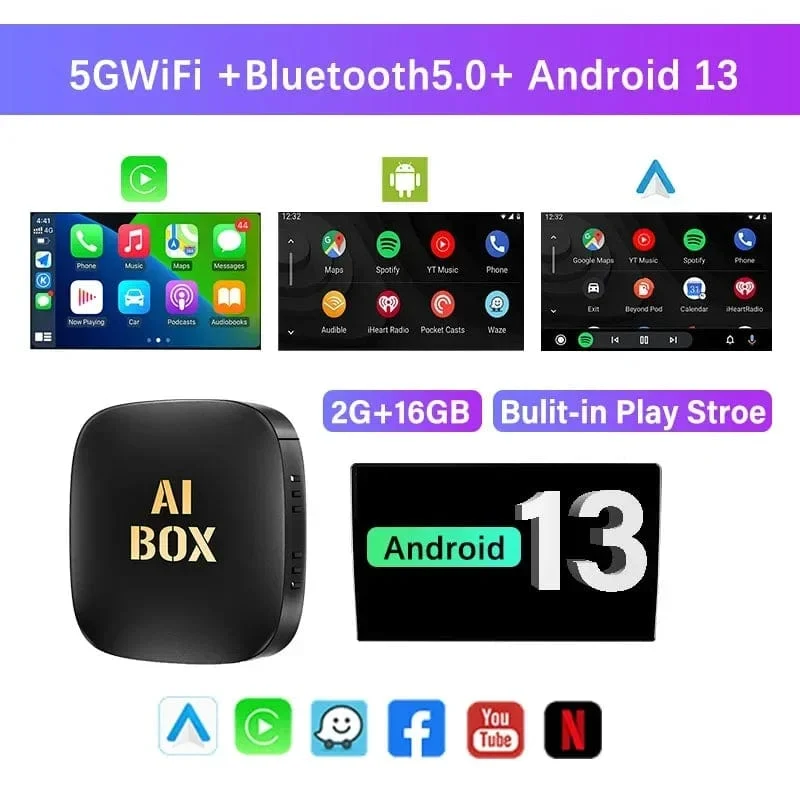 Android 13 CarPlay Smart Ai Box Android Wireless CarPlay Android Auto Adapter Für Netflix Für YouTube auto intelligente systeme