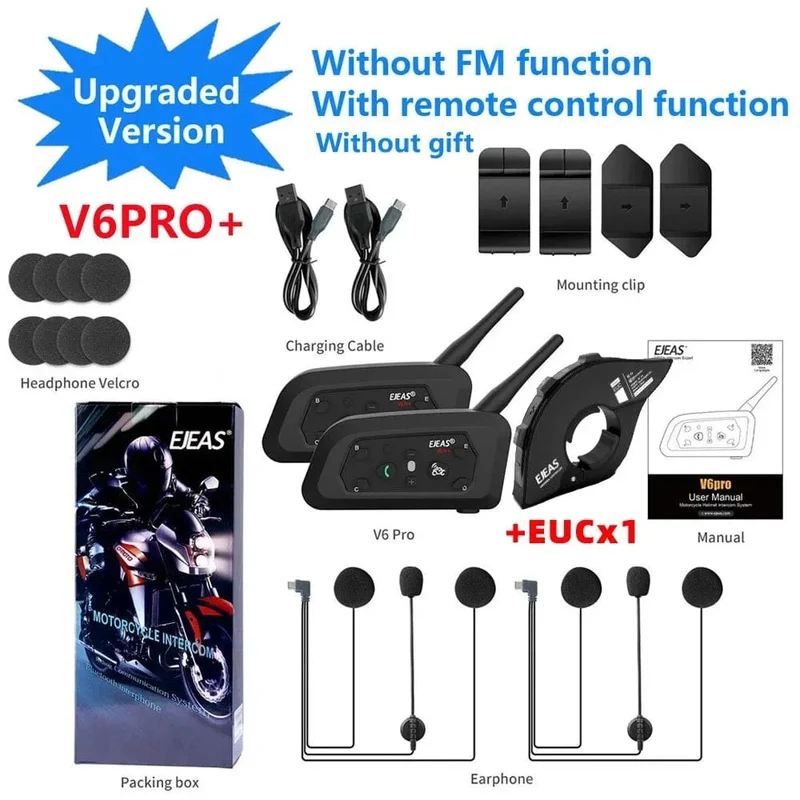 EJEAS V6 PRO+/PLUS Motorradhelm Bluetooth Walkie Talkie 6 Fahrer Entfernung 800 Meter Wasserdicht IP67