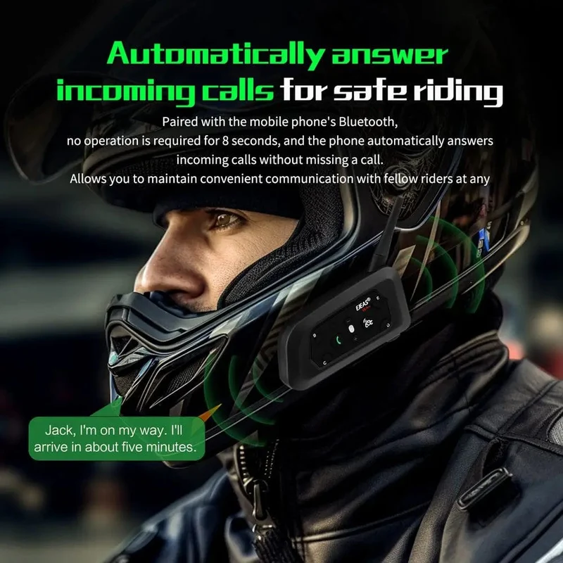 EJEAS V6 PRO+/PLUS Motorradhelm Bluetooth Walkie Talkie 6 Fahrer Entfernung 800 Meter Wasserdicht IP67