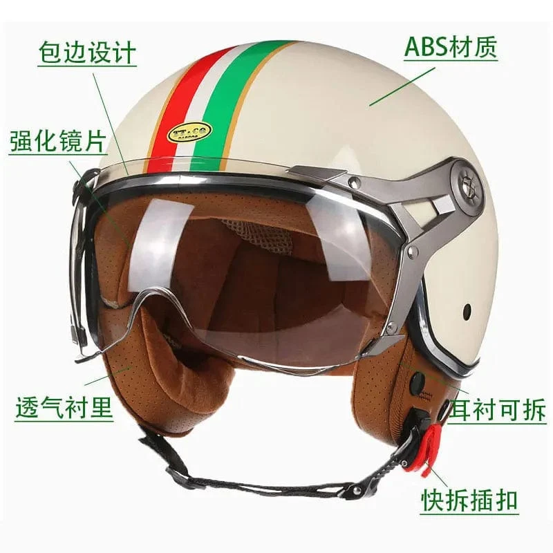 Open Face 3/4 Motorrad Retro Motorrad Helme Vintage Chopper Capacete De Moto Bike Cascos Roller Mit Für Männer Frauen DOT