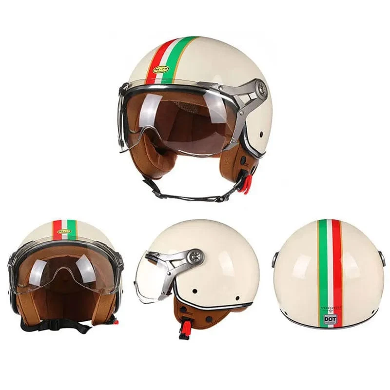 Open Face 3/4 Motorrad Retro Motorrad Helme Vintage Chopper Capacete De Moto Bike Cascos Roller Mit Für Männer Frauen DOT