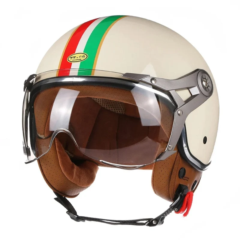 Open Face 3/4 Motorrad Retro Motorrad Helme Vintage Chopper Capacete De Moto Bike Cascos Roller Mit Für Männer Frauen DOT