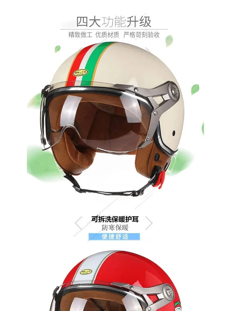 Open Face 3/4 Motorrad Retro Motorrad Helme Vintage Chopper Capacete De Moto Bike Cascos Roller Mit Für Männer Frauen DOT