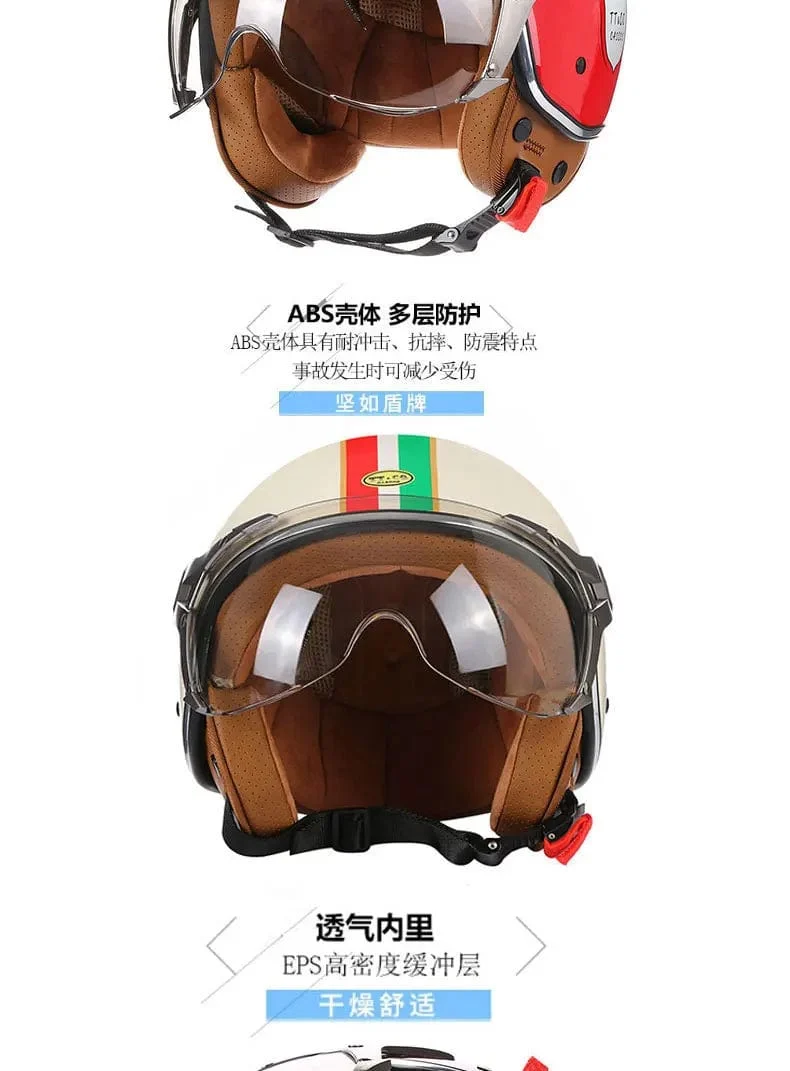 Open Face 3/4 Motorrad Retro Motorrad Helme Vintage Chopper Capacete De Moto Bike Cascos Roller Mit Für Männer Frauen DOT