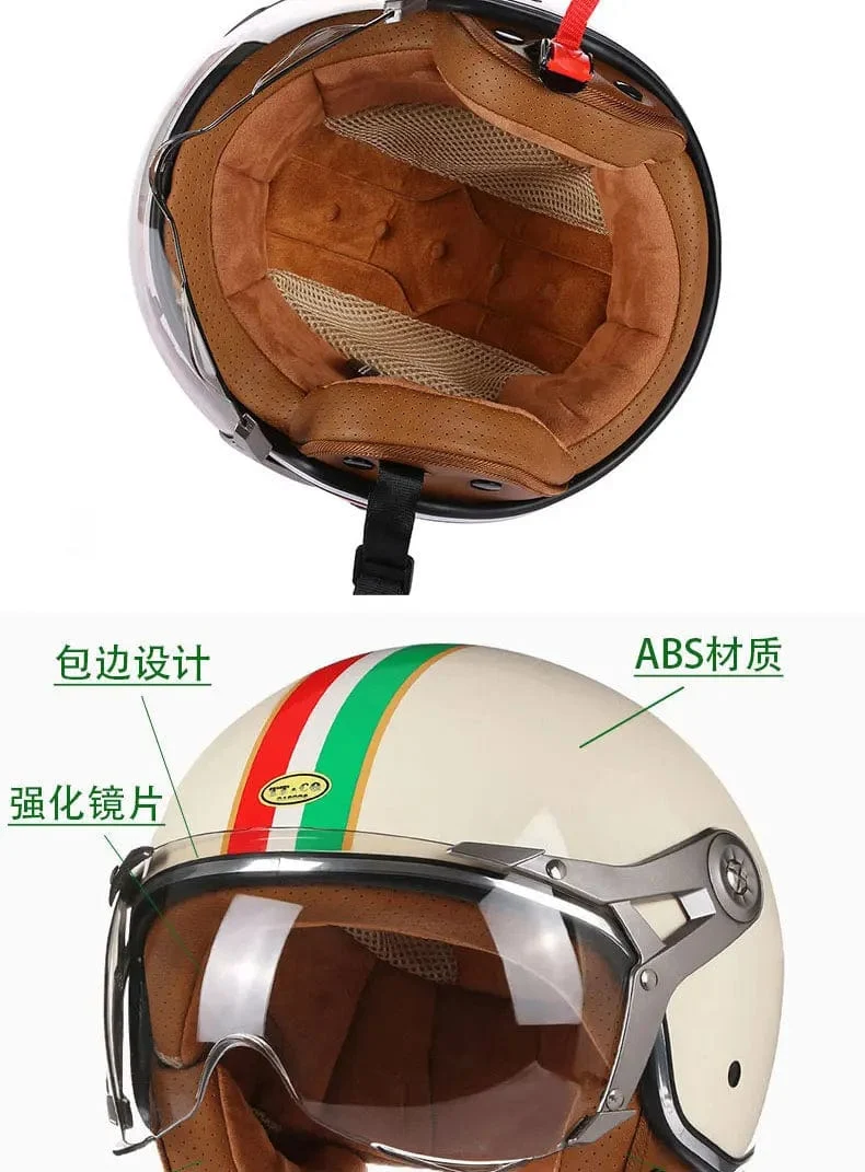 Open Face 3/4 Motorrad Retro Motorrad Helme Vintage Chopper Capacete De Moto Bike Cascos Roller Mit Für Männer Frauen DOT
