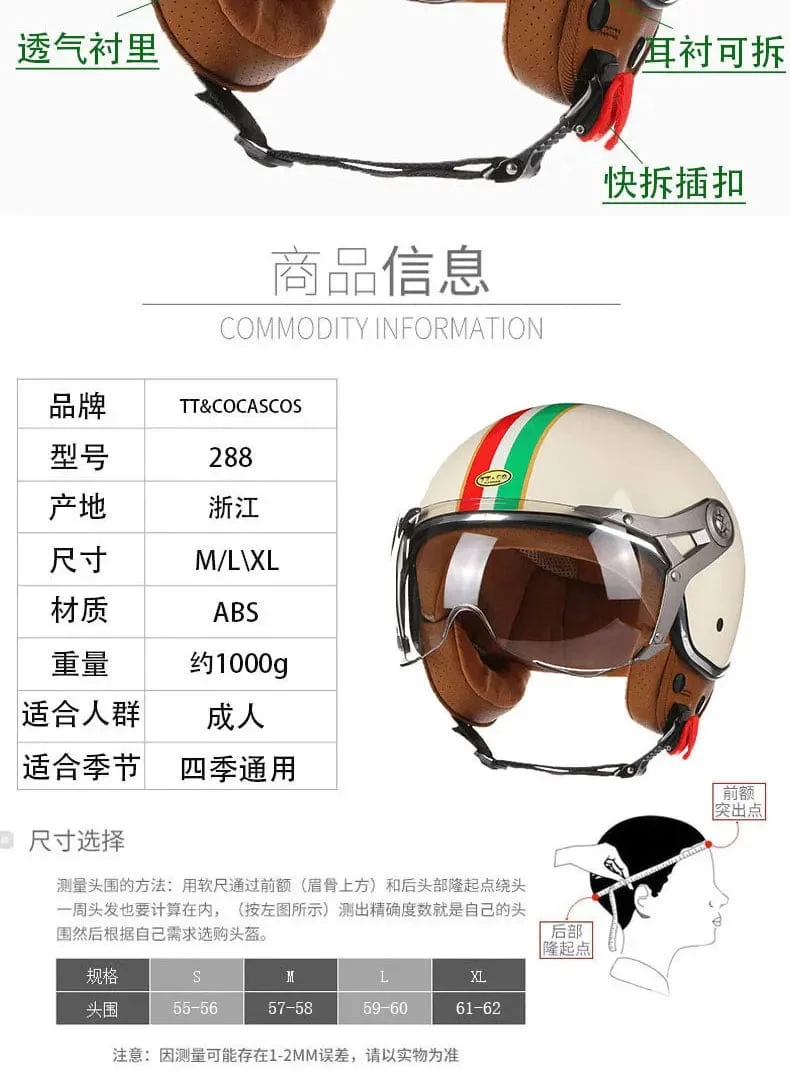 Open Face 3/4 Motorrad Retro Motorrad Helme Vintage Chopper Capacete De Moto Bike Cascos Roller Mit Für Männer Frauen DOT