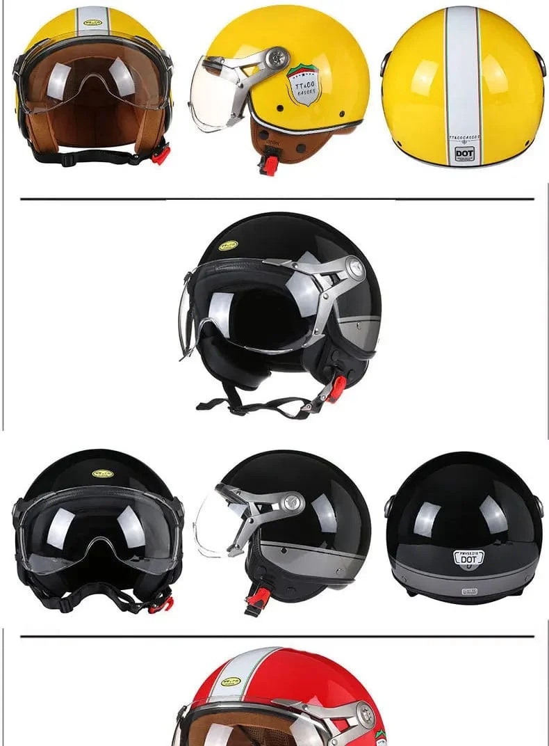 Open Face 3/4 Motorrad Retro Motorrad Helme Vintage Chopper Capacete De Moto Bike Cascos Roller Mit Für Männer Frauen DOT