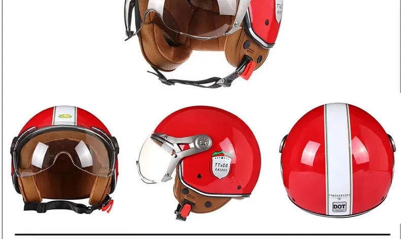Open Face 3/4 Motorrad Retro Motorrad Helme Vintage Chopper Capacete De Moto Bike Cascos Roller Mit Für Männer Frauen DOT